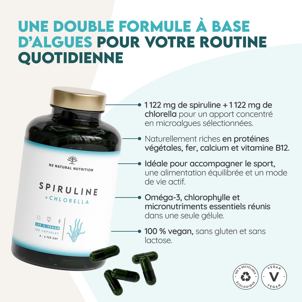 Spiruline avec chlorella