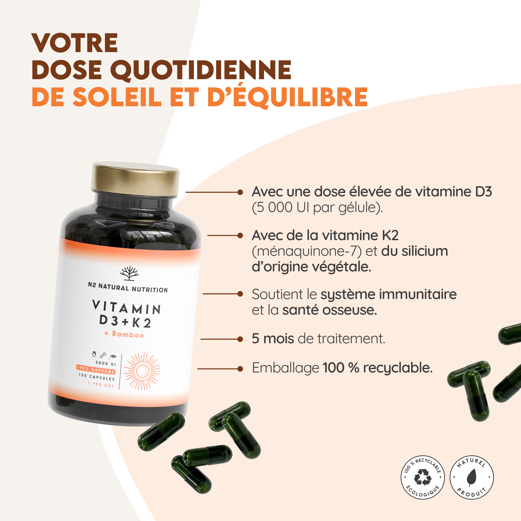 Vitamine D3 + K2 + Bambú