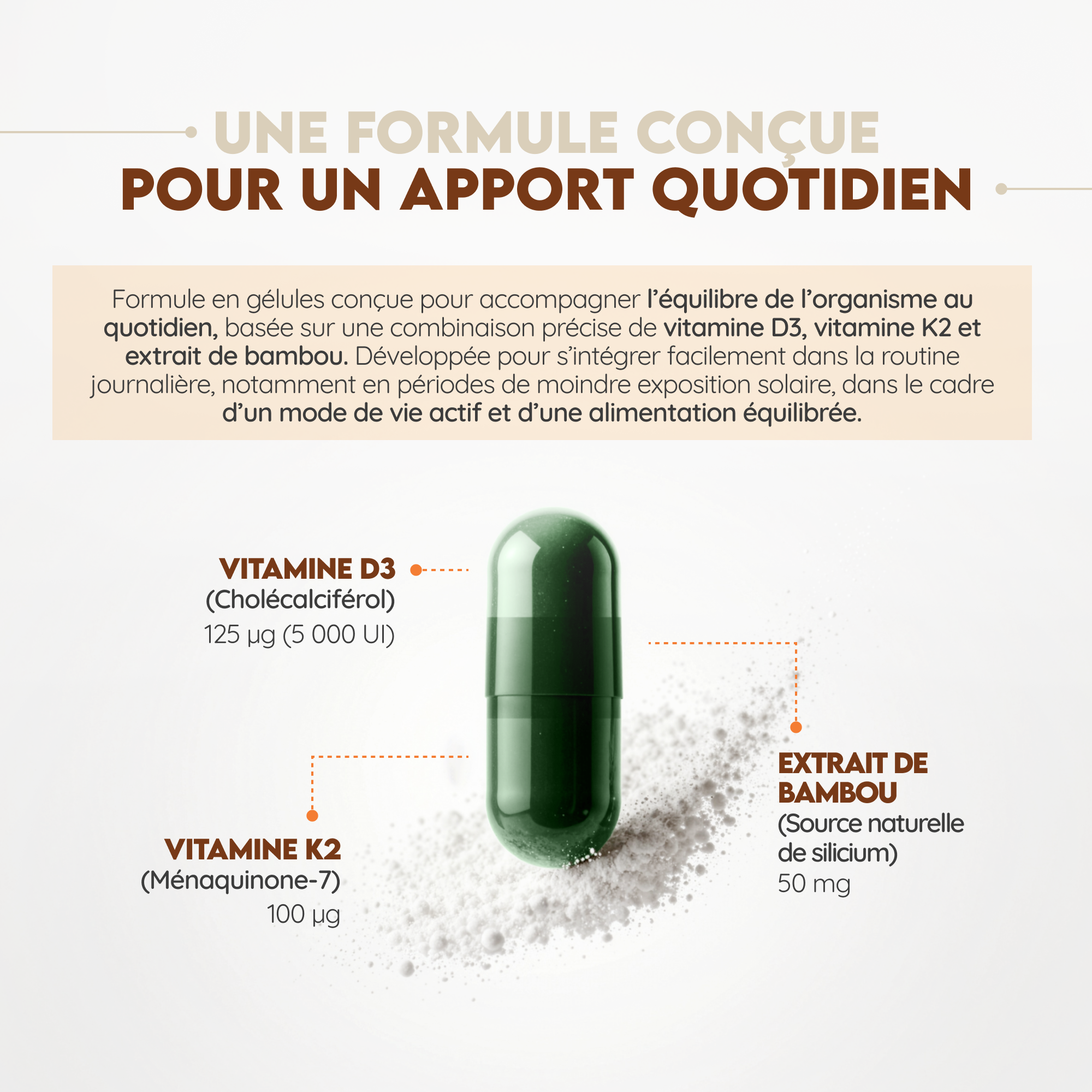 Vitamine D3 + K2 + Bambú