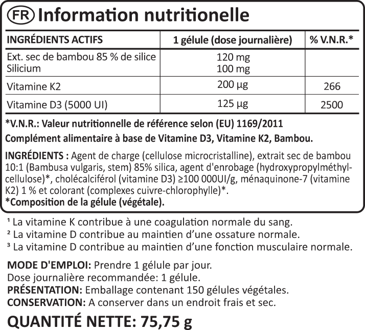 Vitamine D3 + K2 + Bambú benefits