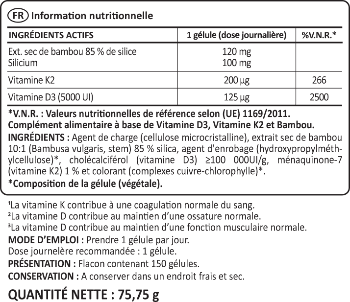 Vitamine D3 + K2 + Bambú benefits